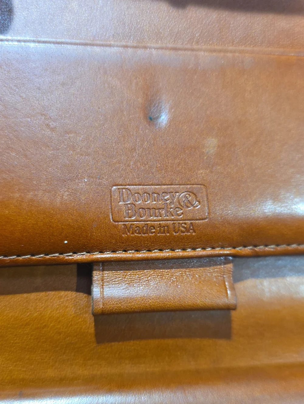 Dooney & Bourk Vintage Two-Tone Leather Clutch Wallet - Taupe and Chestnut